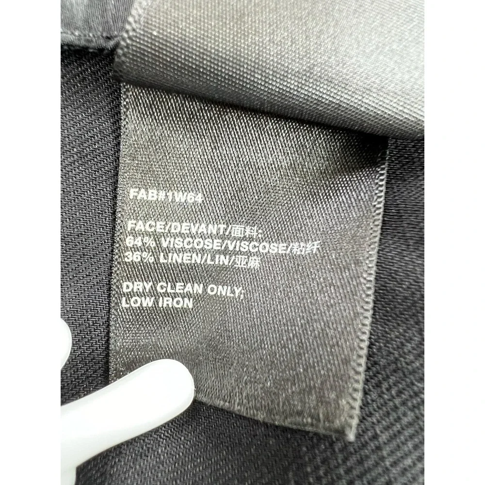 Lafayette 148 New York Pants Womens 14 Black Linen Tapered Ankle PD72R-1W64